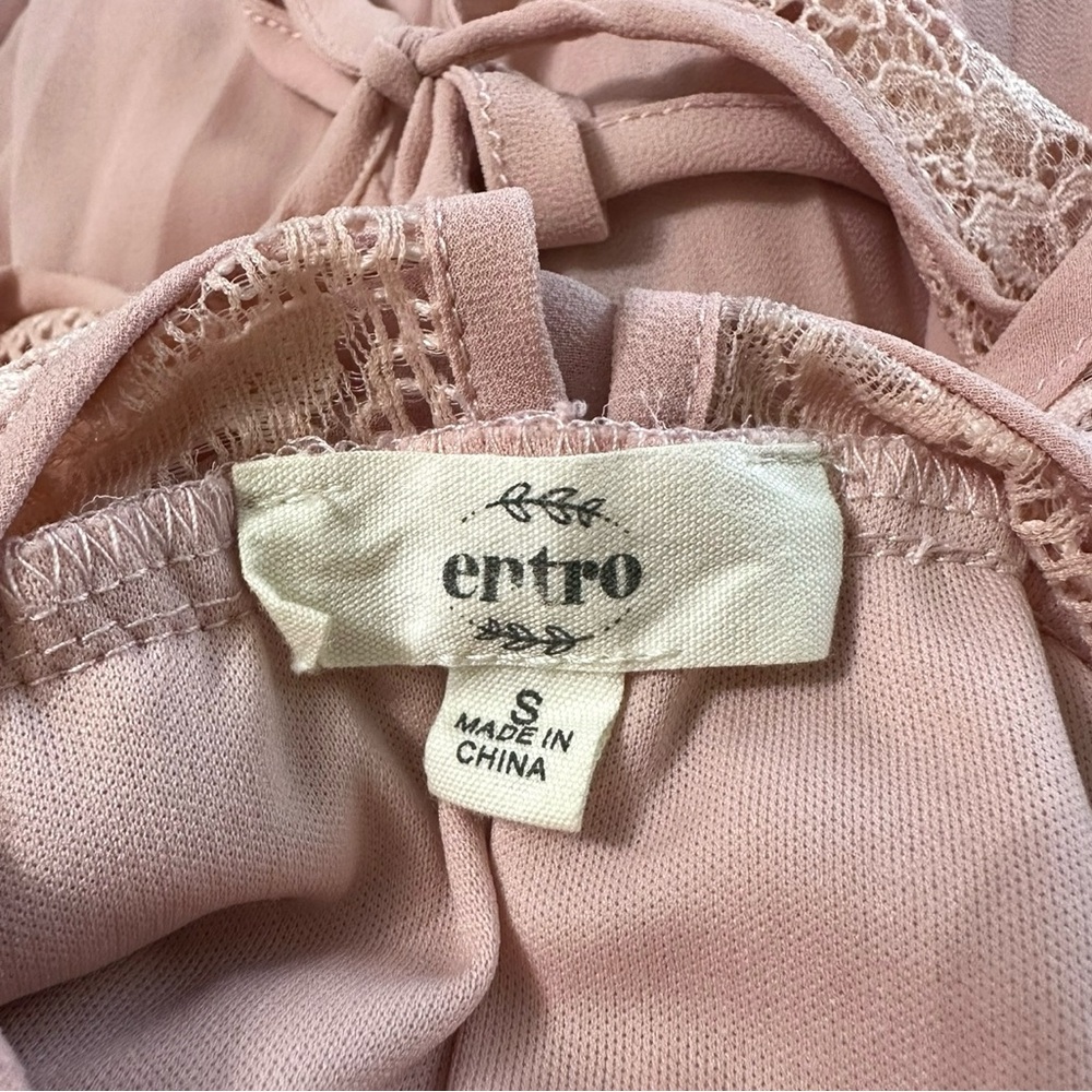 Entro Dusty Rose Pink Lace & Pleated Chiffon Cut Out Sleeveless Dress Size Small - Picture 11 of 14